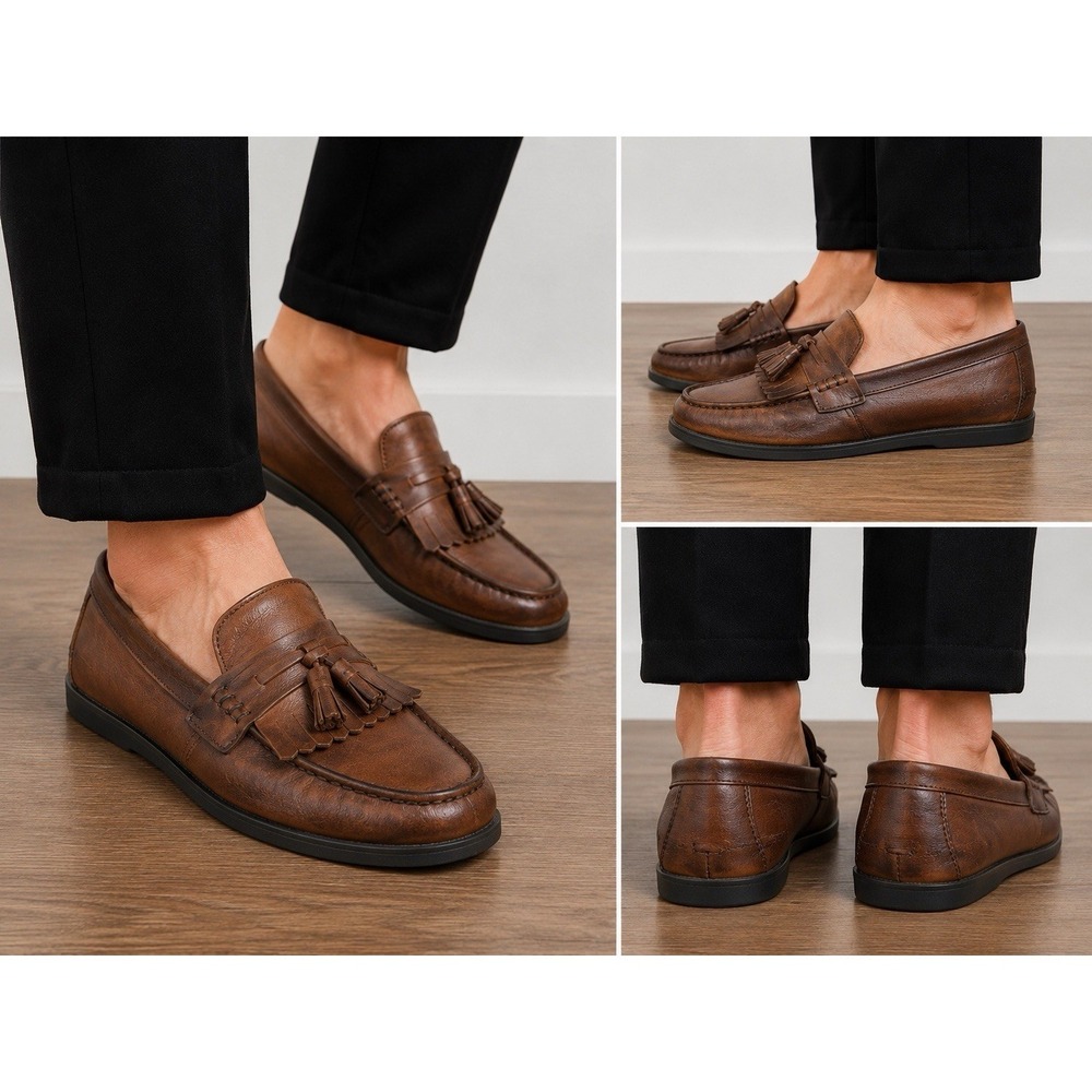 Dockers Sinclair Kiltie Tassel Loafers Mens Brown Leather Slip On Shoes Sz 10.5